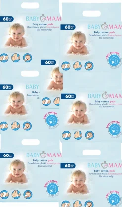 Babymam 6x płatki kosmetyczne bawełniane dla niemowląt dzieci 60szt 360szt