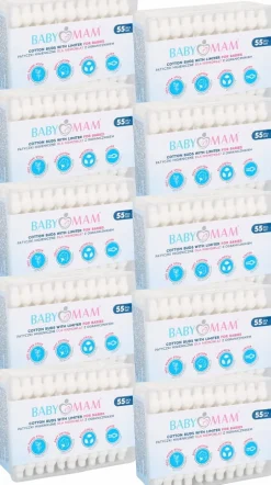 Babymam 10x patyczki higieniczne z ogranicznikiem bawełniane zestaw 550szt