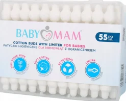 Babymam 10x patyczki higieniczne z ogranicznikiem bawełniane zestaw 550szt