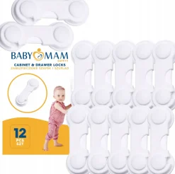 Babymam zabezpieczenia szafek szuflad szaf blokada mebli zatrzask 12szt