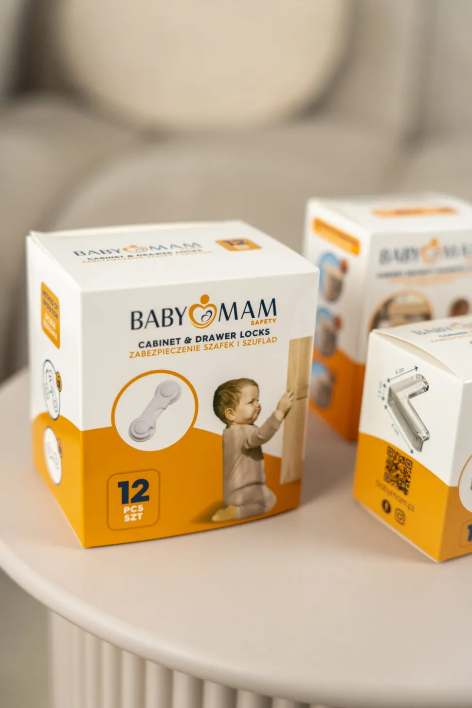 Babymam zabezpieczenia szafek szuflad szaf blokada mebli zatrzask 12szt