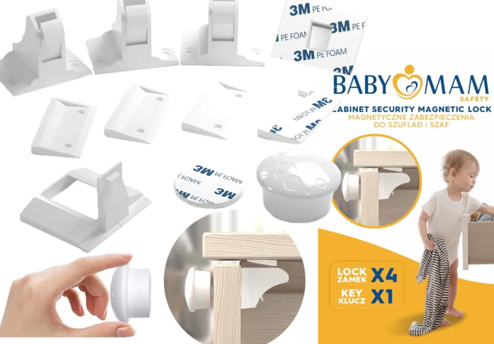 Babymam zabezpieczenia szafek szuflad magnetyczna blokada mebli drzwi 4szt