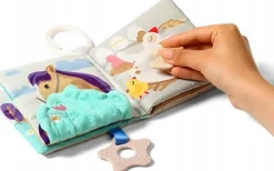 Babyono księżeczka sensoryczna miękka gryzak szeleścik metki