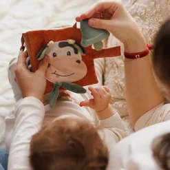 Babyono książeczka sensoryczna miekka dla niemowląt szeleścik Cow Bingo