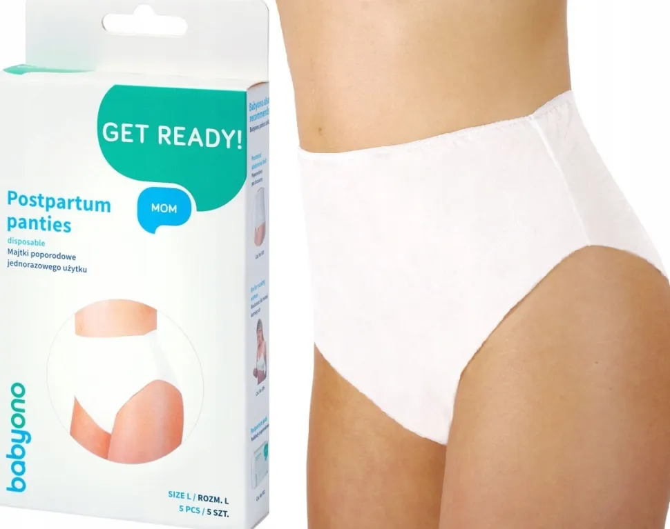 BABYONO majtki figi poporodowe jednorazowe 5szt. XL