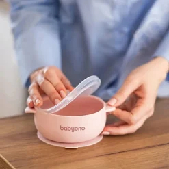 Babyono miseczka silikonowa z przyssawką i przykrywką dla dzieci