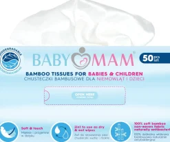 Bambusowe suche chusteczki dla niemowląt i dzieci 50 szt Babymam