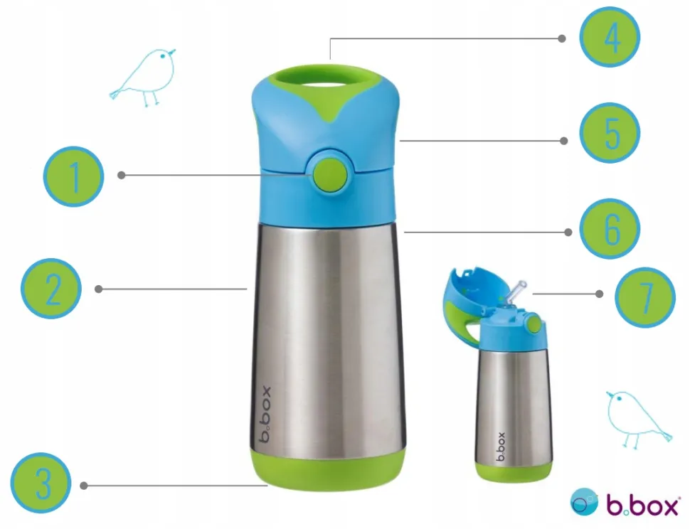 B.BOX termobutelka termos kubek słomka 350ml 12m+