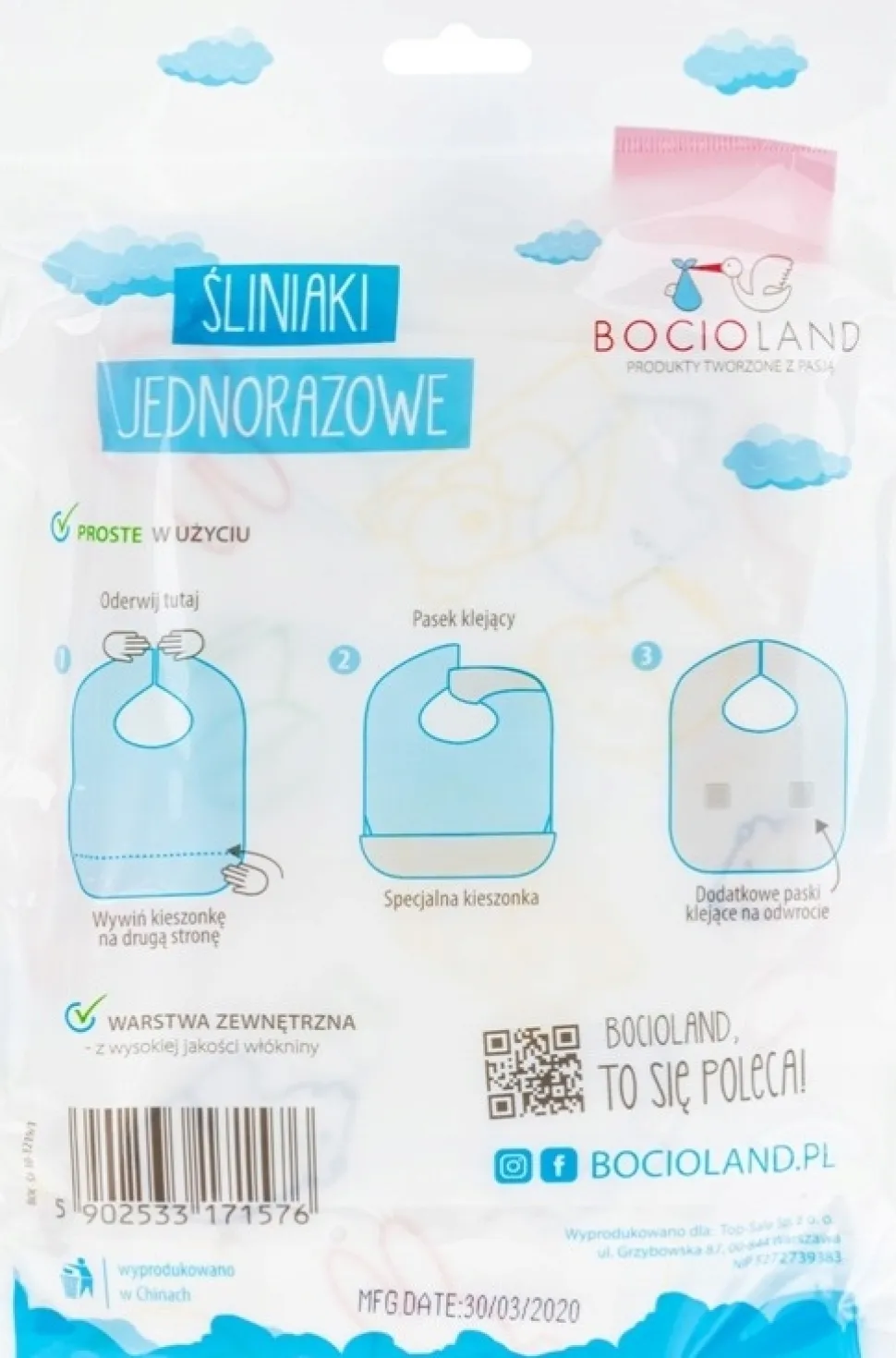 BOCIOLAND ŚLINIAKI ŚLINIACZKI JEDNORAZOWE 10SZT