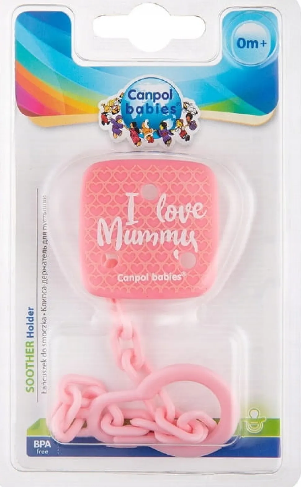 Canpol łańcuszek do smoczków i love mummy
