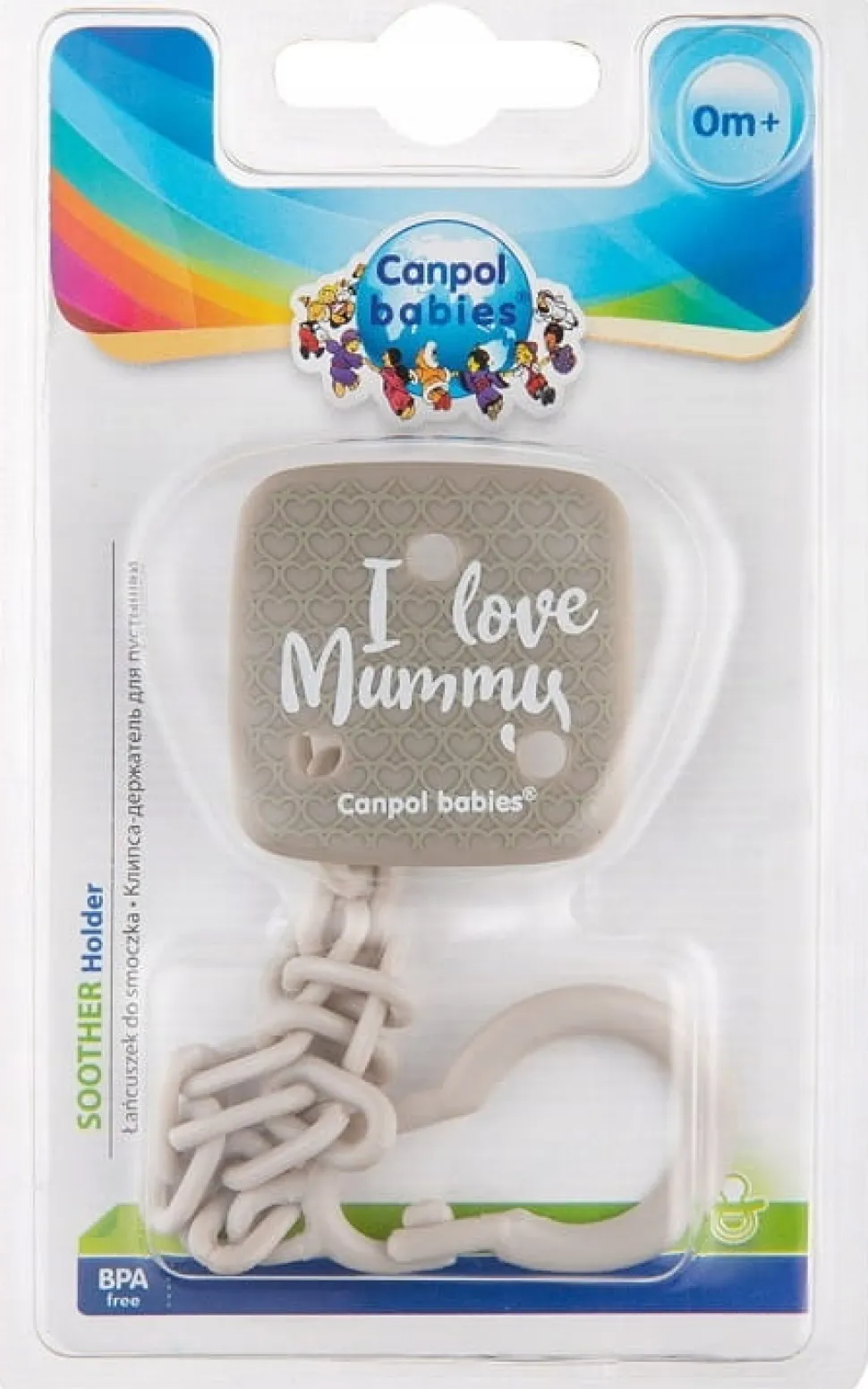 Canpol łańcuszek do smoczków i love mummy
