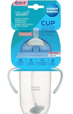 Canpol babies kubek niekapek z rurką i odważnikiem 270ml 6m+