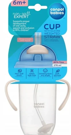 Canpol babies kubek niekapek z rurką i odważnikiem 270ml 6m+