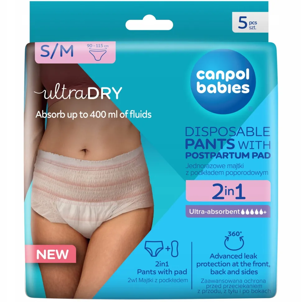 Canpol babies majtki ciążowe dla kobiet poporodowe S/M 2w1 5 szt