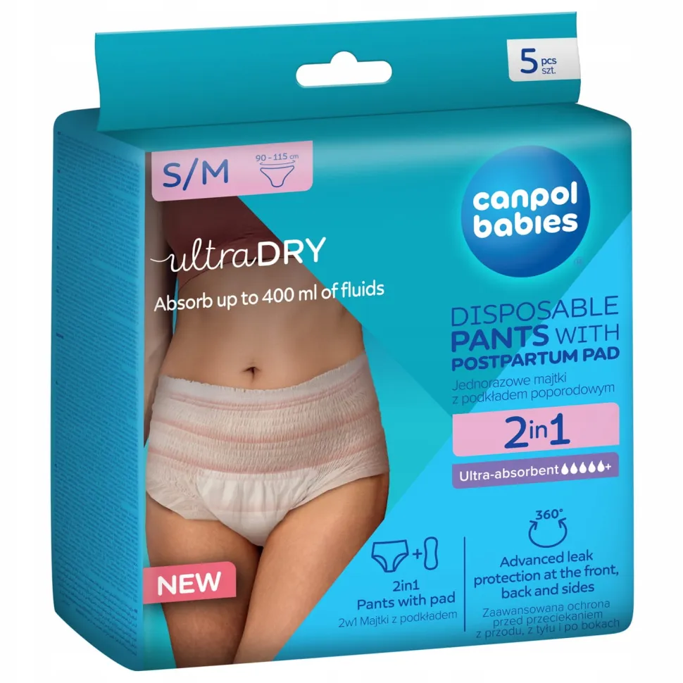 Canpol babies majtki ciążowe dla kobiet poporodowe S/M 2w1 5 szt