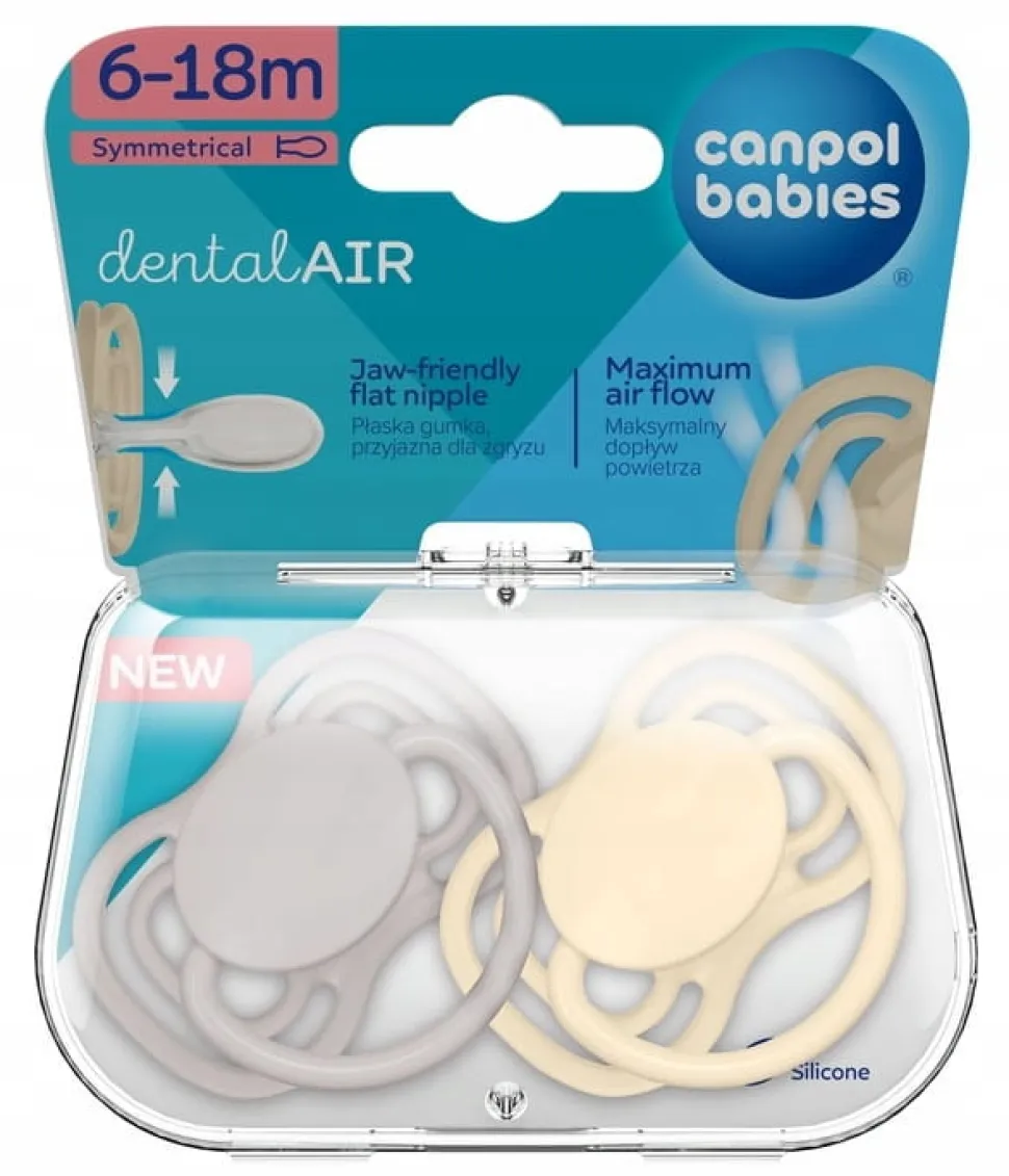 Canpol babies smoczek silikonowy dentalair 6-18m symetryczny 2szt