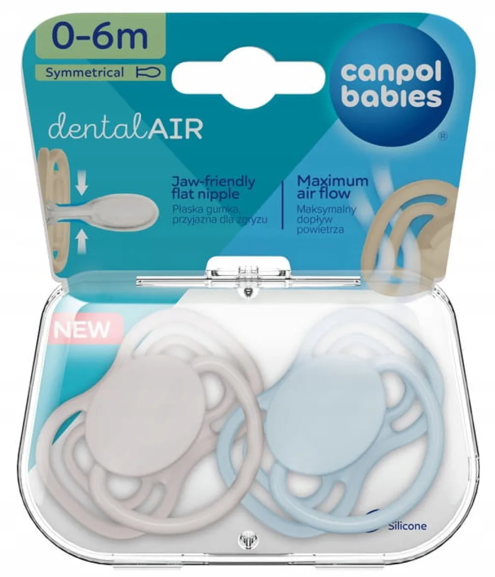 Canpol babies smoczek silikonowy dentalair 0-6m symetryczny 2szt
