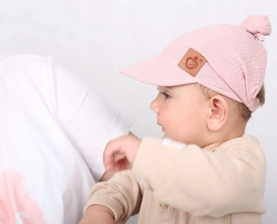 Chustka wiązana z daszkiem muślinowa chusteczka czapka na głowę Babymam