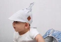 Chustka wiązana z daszkiem muślinowa chusteczka czapka na głowę Babymam