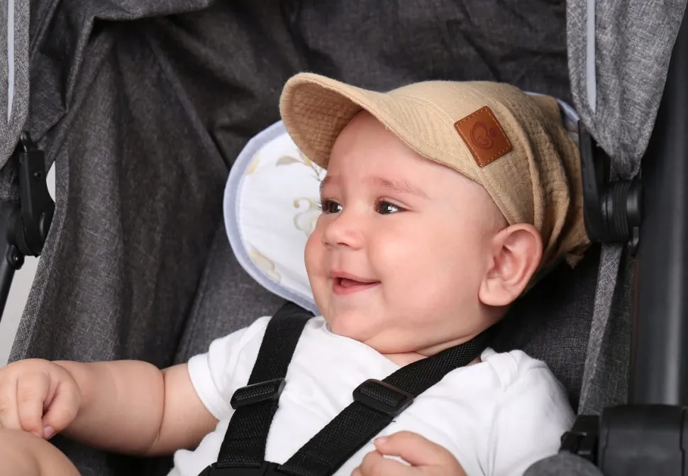Chustka wiązana z daszkiem muślinowa chusteczka czapka na głowę Babymam