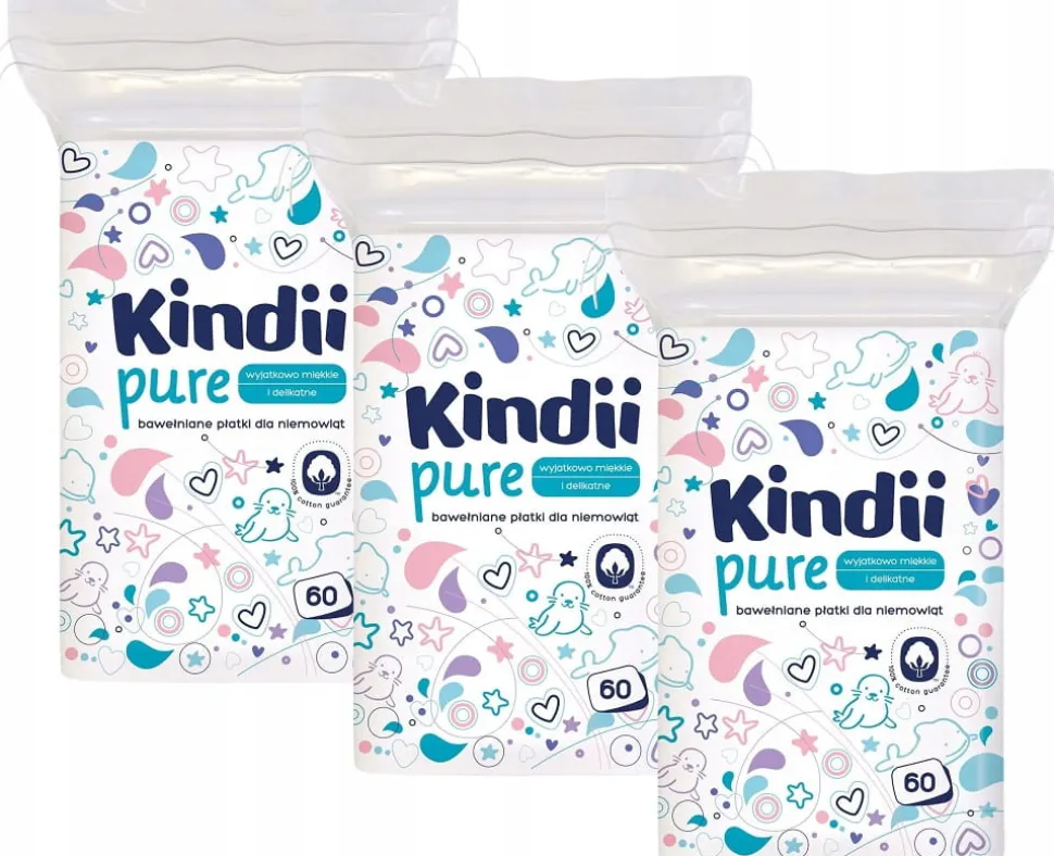 Cleanic kindii płatki dla niemowląt dzieci baby 3-pak 3x60szt 180szt