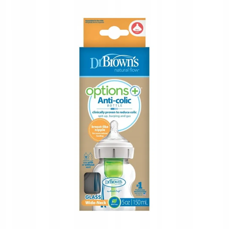 DR brown's options+ butelka antykolkowa szeroka 150ml 0m+