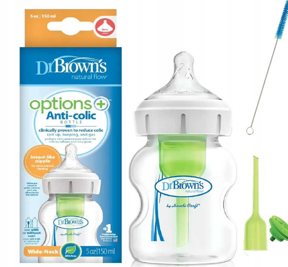 DR brown's options+ butelka antykolkowa szeroka 150ml 0m+