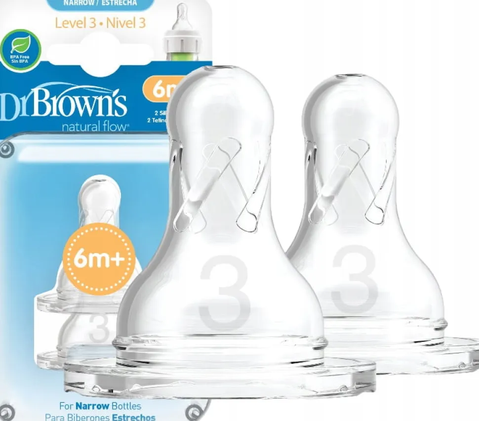 DR BROWN'S smoczek do butelki wąski 6m+ 2szt