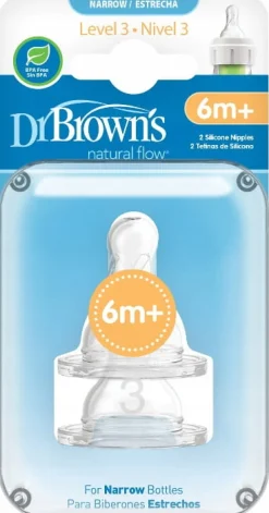 DR BROWN'S smoczek do butelki wąski 6m+ 2szt
