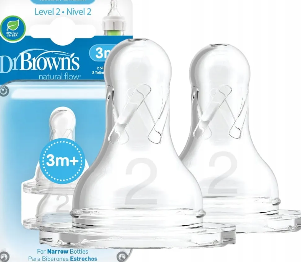 DR BROWN'S smoczek do butelki wąski 3m+ 2szt