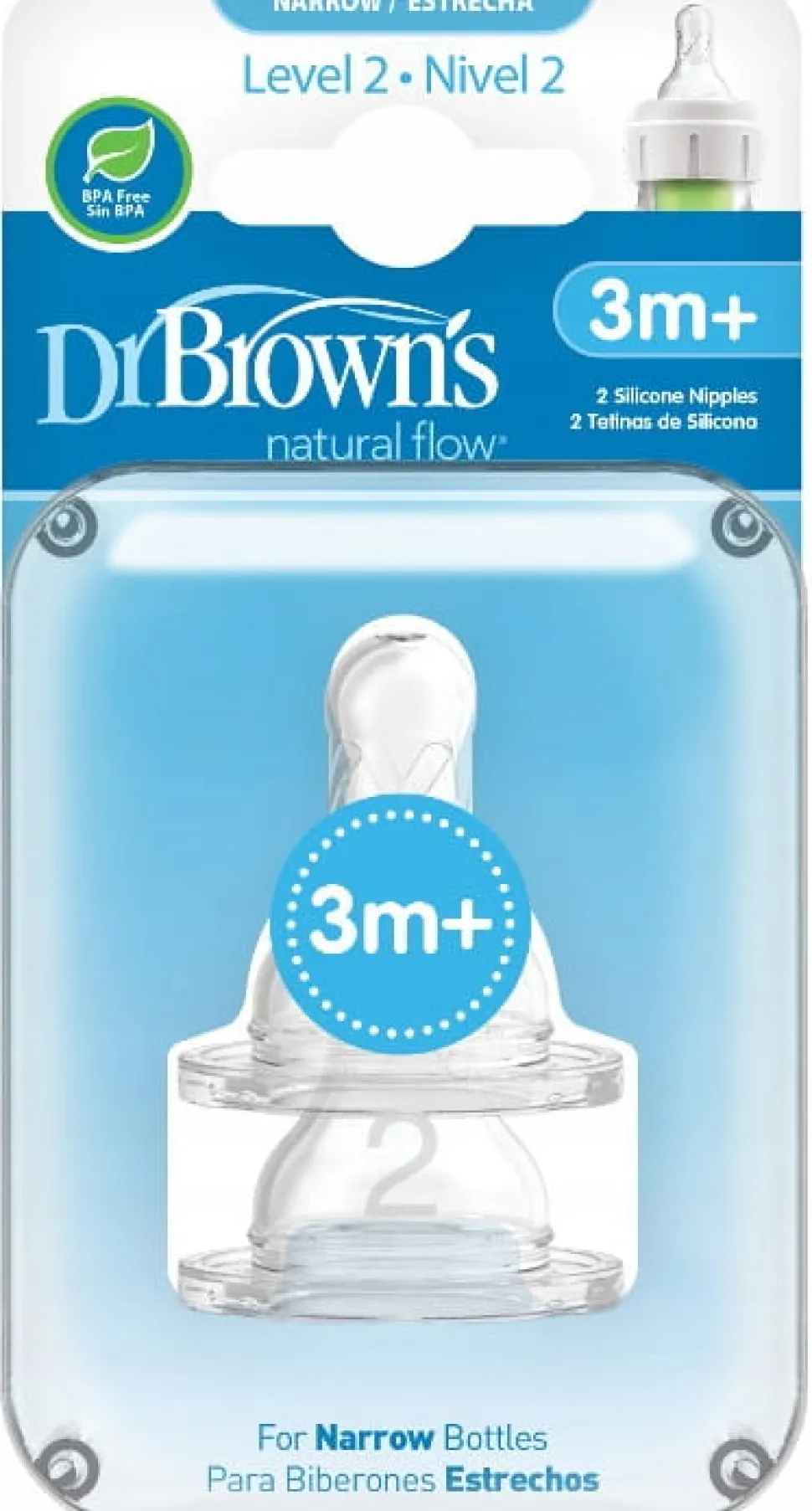 DR BROWN'S smoczek do butelki wąski 3m+ 2szt