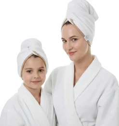 Gruby ręcznik do włosów turban na rzep termofrotte chłonny miękki Babymam