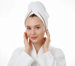 Gruby ręcznik do włosów turban na rzep termofrotte chłonny miękki Babymam