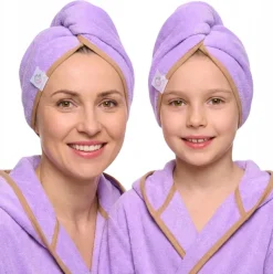 Gruby ręcznik do włosów turban na rzep termofrotte chłonny miękki Babymam