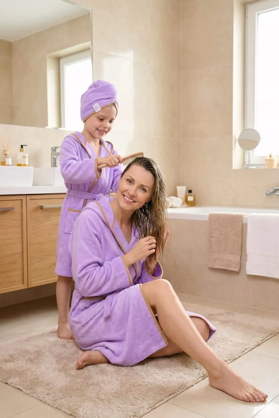 Gruby ręcznik do włosów turban na rzep termofrotte chłonny miękki Babymam