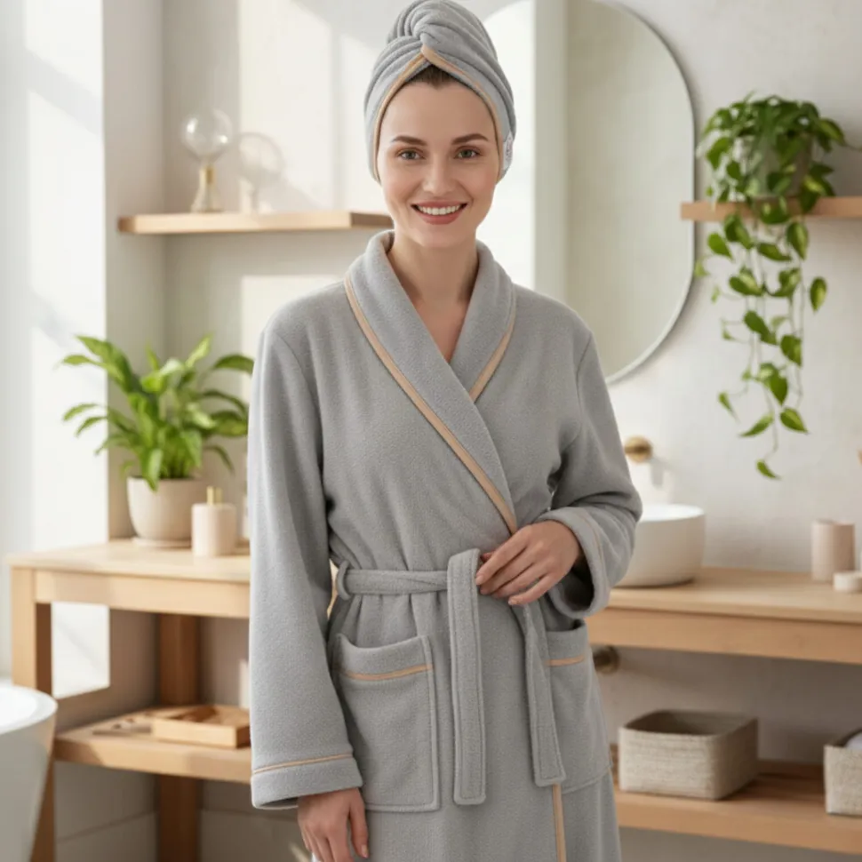 Gruby ręcznik do włosów turban na rzep termofrotte chłonny miękki Babymam