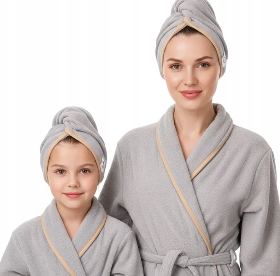 Gruby ręcznik do włosów turban na rzep termofrotte chłonny miękki Babymam