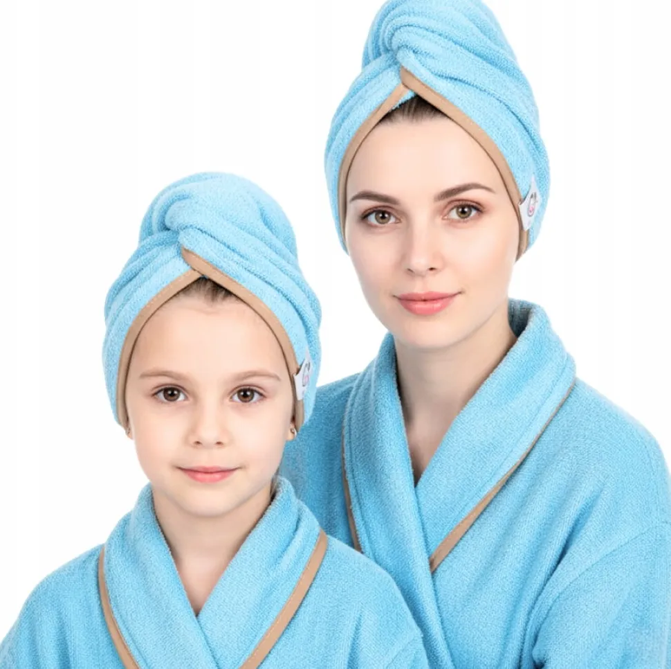 Gruby ręcznik do włosów turban na rzep termofrotte chłonny miękki Babymam