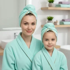 Gruby ręcznik do włosów turban na rzep termofrotte chłonny miękki Babymam