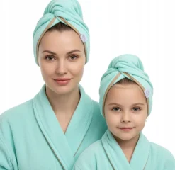 Gruby ręcznik do włosów turban na rzep termofrotte chłonny miękki Babymam