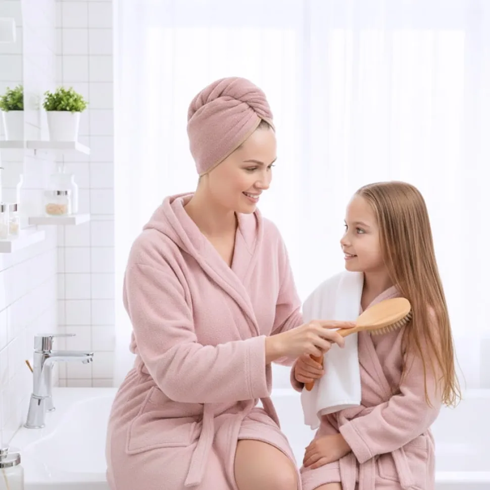 Gruby ręcznik do włosów turban na rzep termofrotte chłonny miękki Babymam