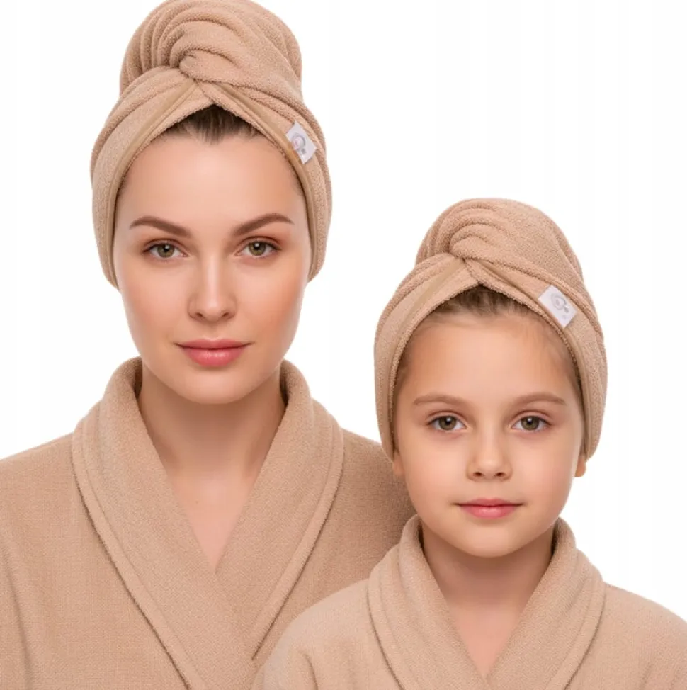 Gruby ręcznik do włosów turban na rzep termofrotte chłonny miękki Babymam