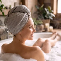 Gruby ręcznik do włosów turban na rzep wafelek chłonny miękki Babymam SPA sauna