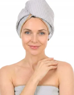 Gruby ręcznik do włosów turban na rzep wafelek chłonny miękki Babymam SPA sauna