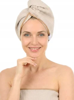 Gruby ręcznik do włosów turban na rzep wafelek chłonny miękki Babymam SPA sauna