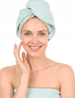 Gruby ręcznik do włosów turban na rzep wafelek chłonny miękki Babymam SPA sauna