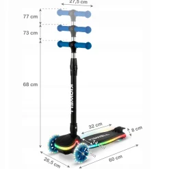 Kidwell hulajnoga led lumo balansowa świecące koła 3+ do 50kg składana