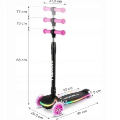 Kidwell hulajnoga led lumo balansowa świecące koła 3+ do 50kg składana