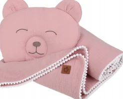 Kocyk muślinowy + poduszka otulacz miś Babymam
