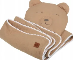Kocyk muślinowy + poduszka otulacz miś Babymam